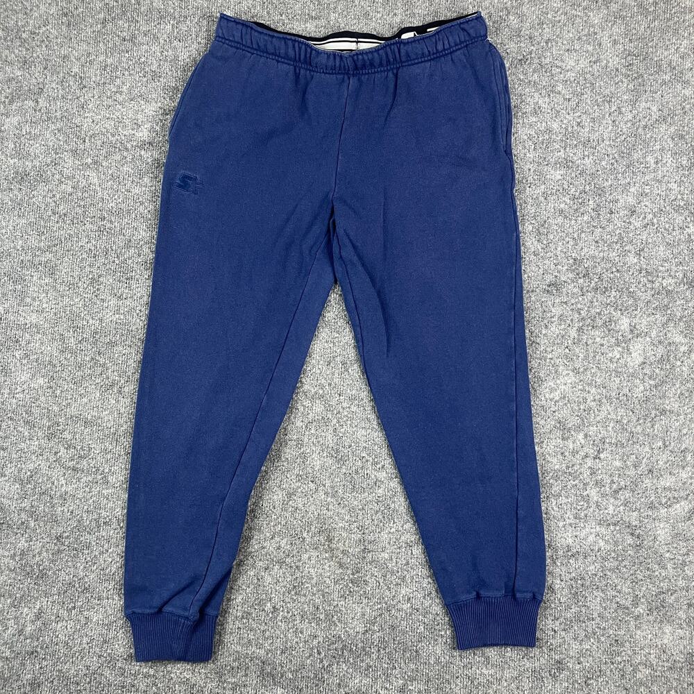 Starter Sweatpants Mens L Navy Blue Joggers Cuffed Logo Athletic Fit Track Pants